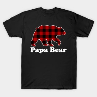 Papa Bear Red Plaid Christmas Pajama Family T-Shirt